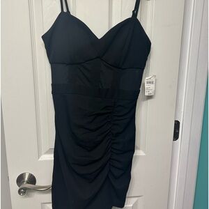 Windsor Black Bodycon Dress Mesh Detail Padded